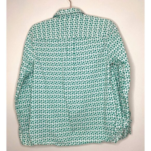Talbots Sz 8 Green Apple Long Sleeve Button Shirt Novelty Fall Cottagecore Teach - Picture 3 of 12